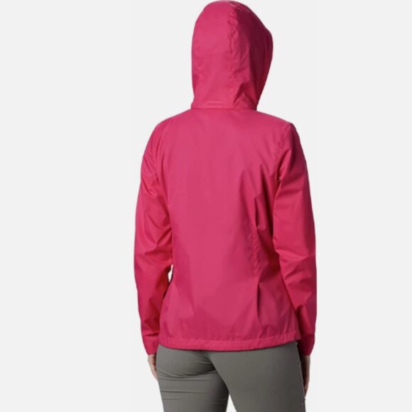 Columbia Hooded Windbreaker Lightweight Jacket Zip Front Zip Pockets XL Magenta - Picture 8 of 16